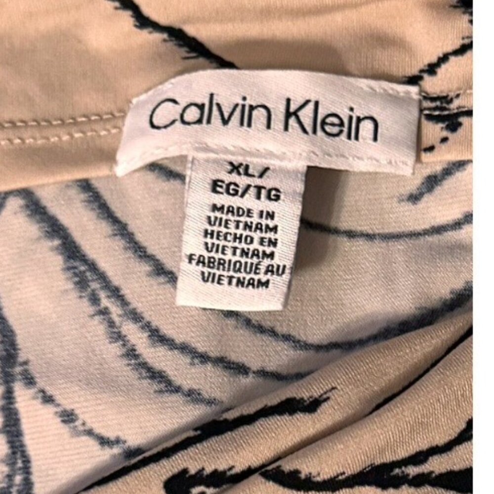 Calvin Klein MSRP $89 Beige Floral Print Blouse Sleeveless Top Breathable XL - Picture 3 of 9